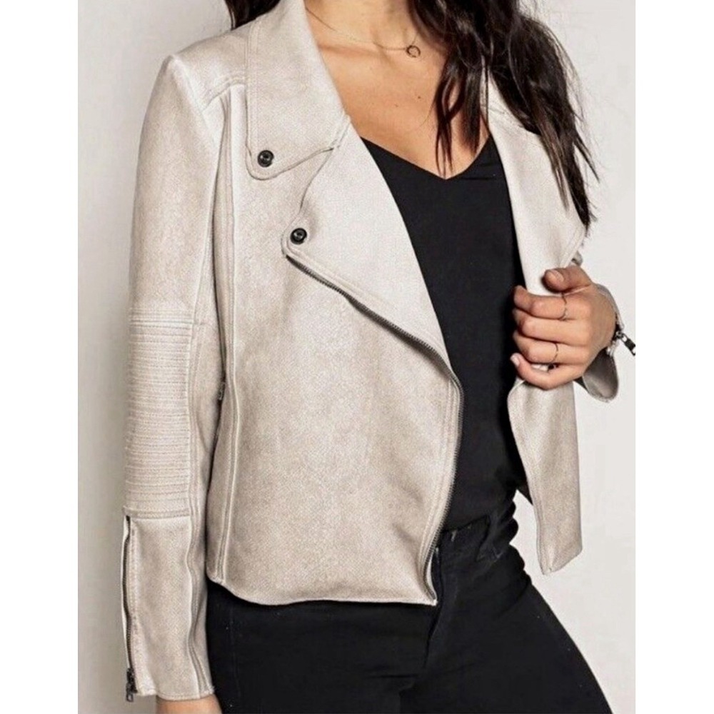 Marrakech Anthropologie Biker Moto Jacket Grey Long Sleeve Women's Size XS